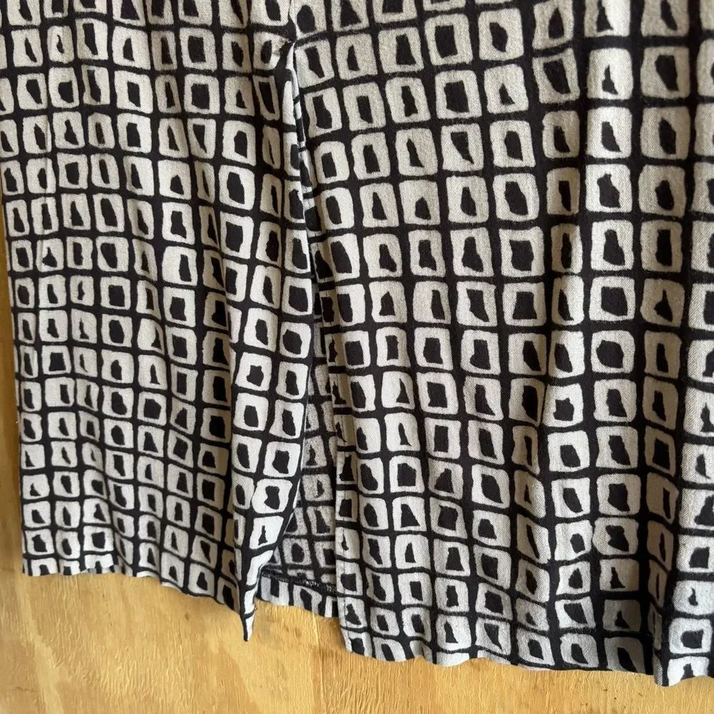 Vintage Express Brown Abstract Print Midi Pencil Skirt Sz 9/10 - Picture 5 of 8
